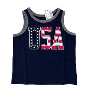 NWT Children's Place Navy W/USA Flag 4th of July Graphic Tank Top - Size 6-9M